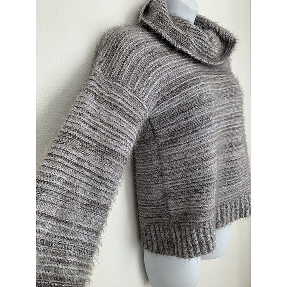 Olive and Oak Stitch Fix Eyelash Cowlneck Chunky Sweater Size Large Gray Blue - Picture 3 of 7
